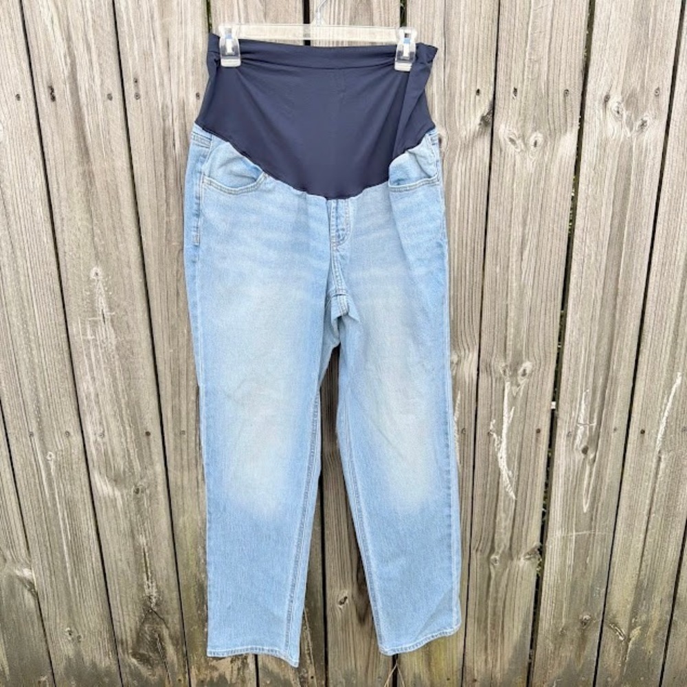 Maternity Boyfriend Old Navy Jeans 14 Light Wash Full Panel Relaxed Fit